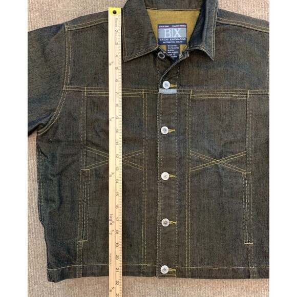 Bachi Exchange B/X Denim Jacket Womens 12 Embroidered Hip Hop Y2K Button Up - Picture 3 of 9